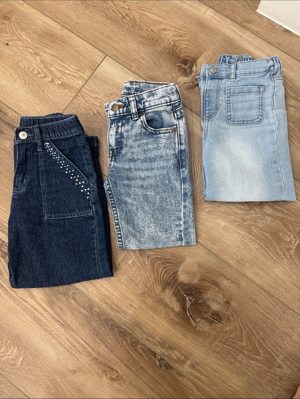Girl’s Jean Trio - Dark Blue, Medium Blue & Light Blue